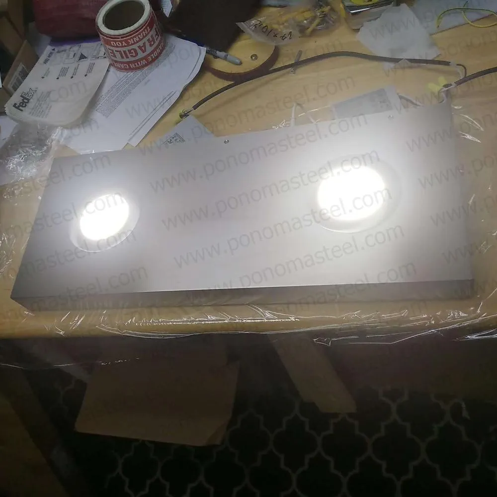 33"x12"x1.5" (cm.84x30.5x3.8) brushed stainless floating shelf with 2 LED lights