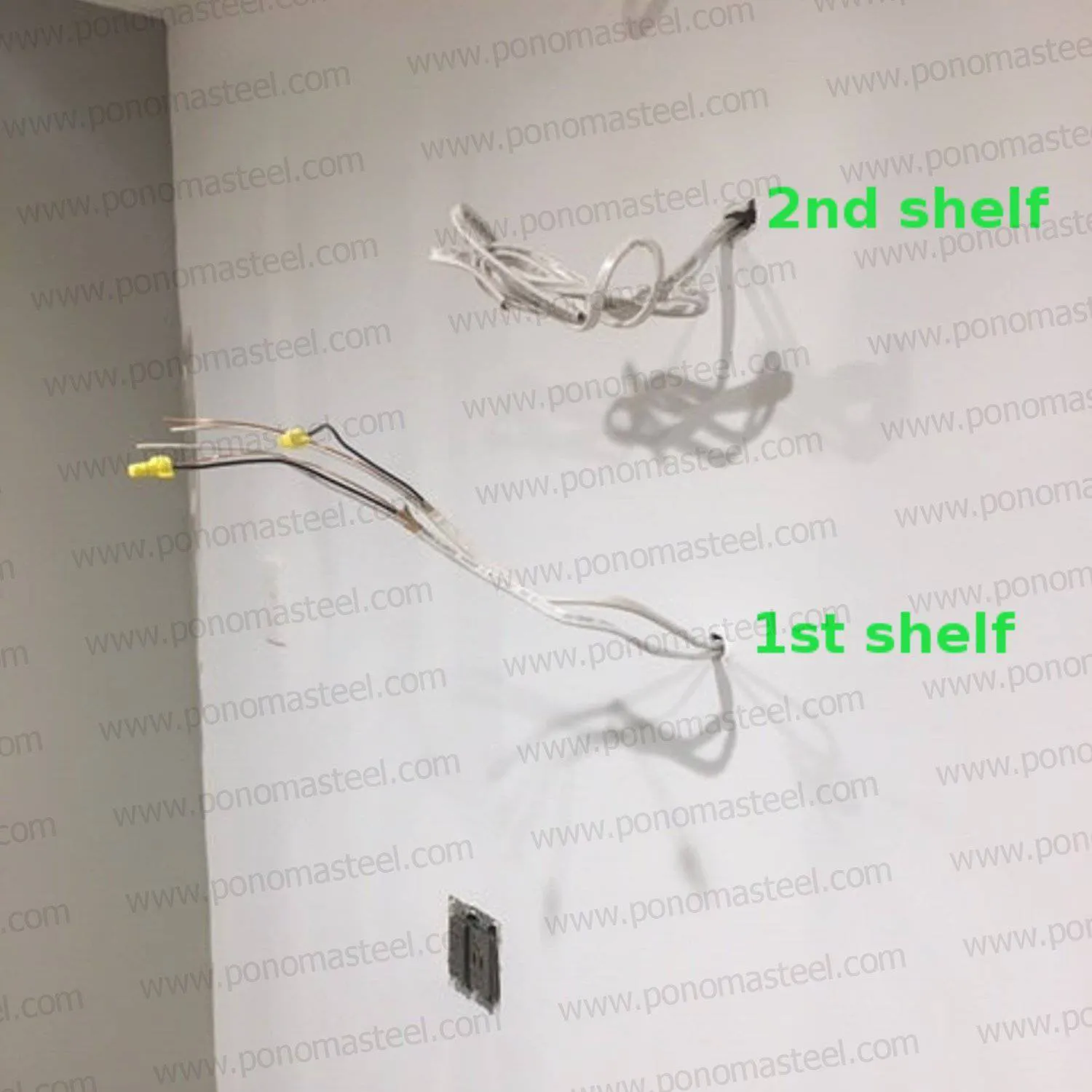 33"x12"x1.5" (cm.84x30.5x3.8) brushed stainless floating shelf with 2 LED lights