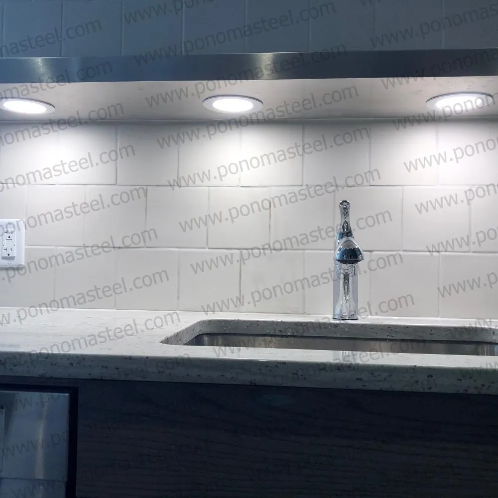 33"x12"x1.5" (cm.84x30.5x3.8) brushed stainless floating shelf with 2 LED lights