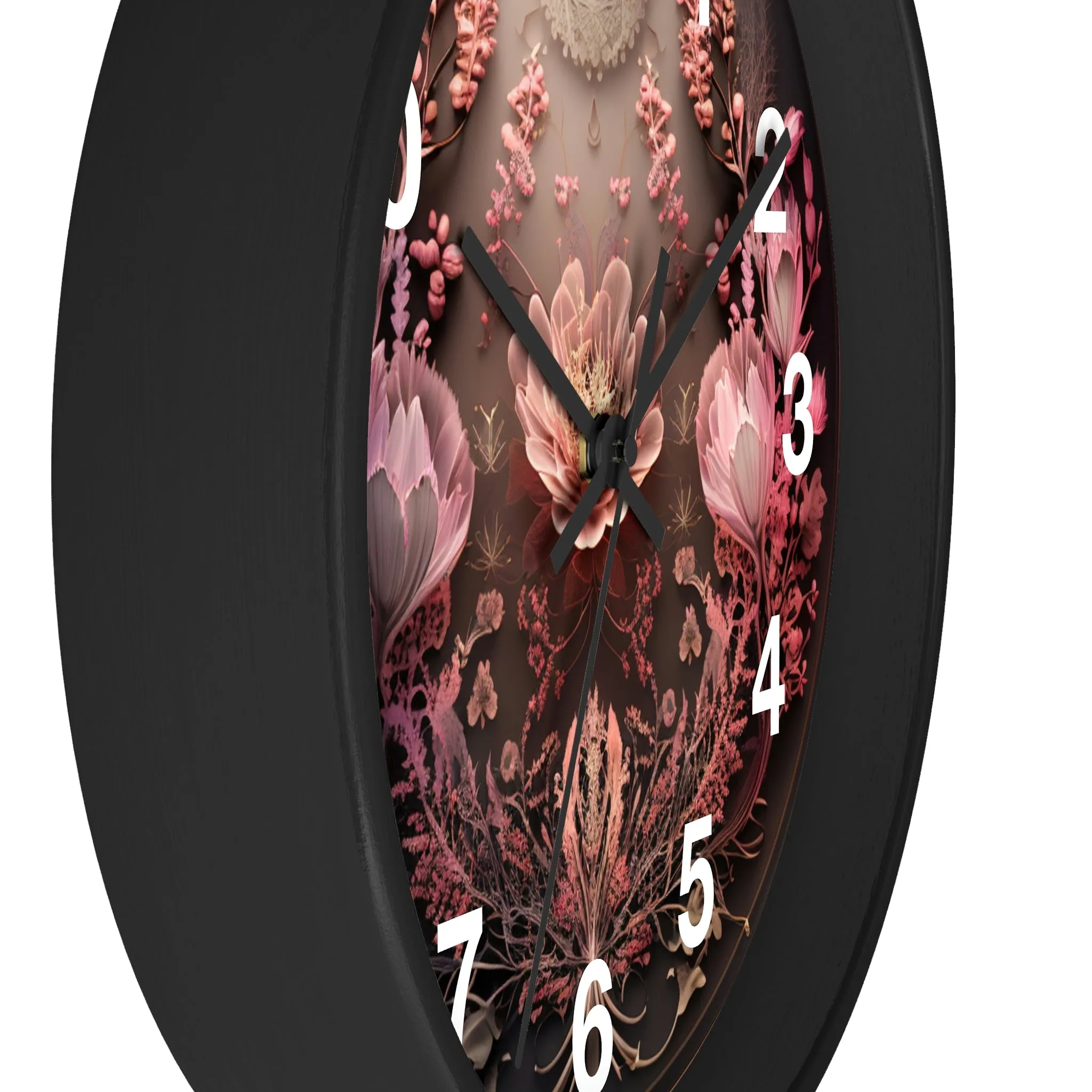 3D Flowers Wall Clock w/ numbers