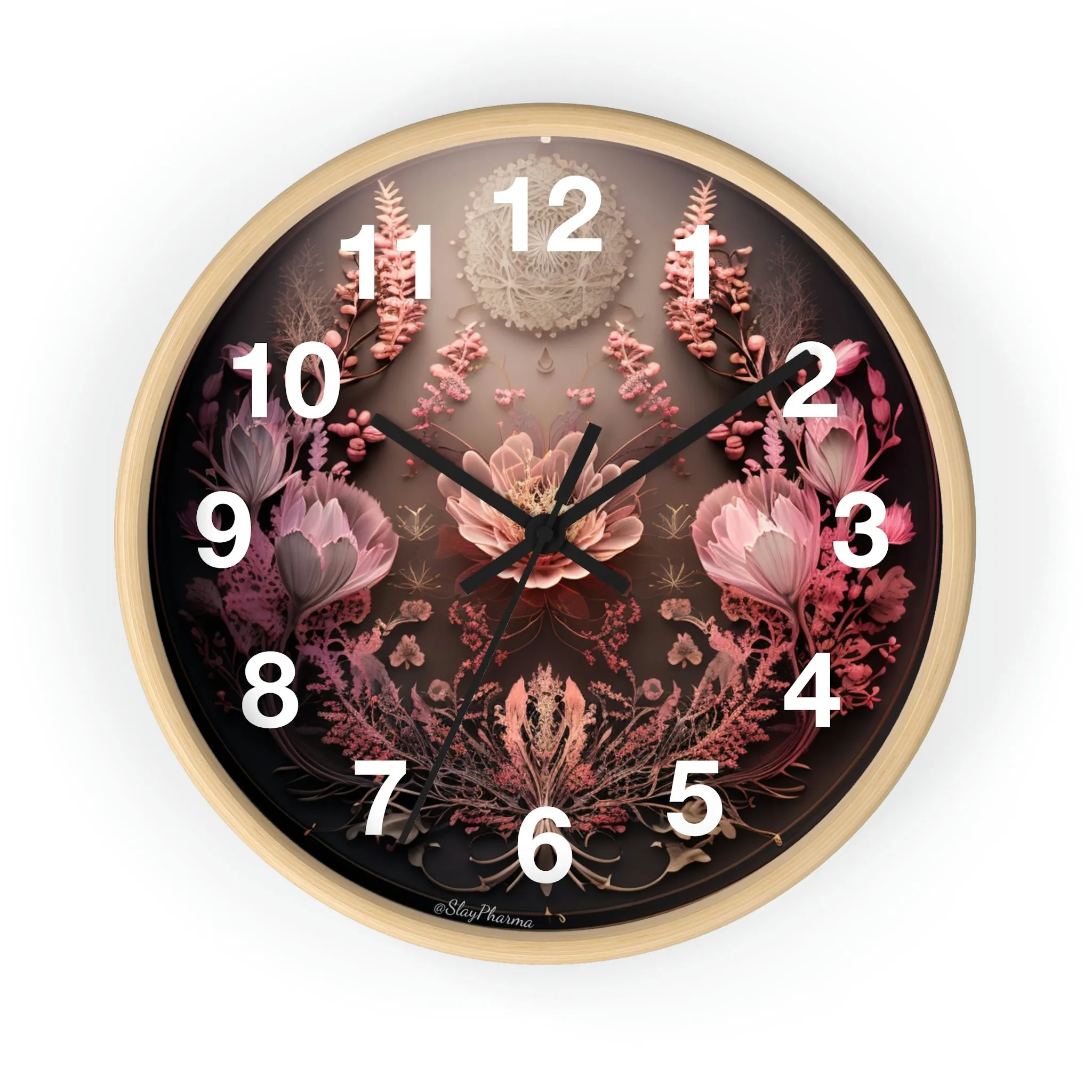 3D Flowers Wall Clock w/ numbers