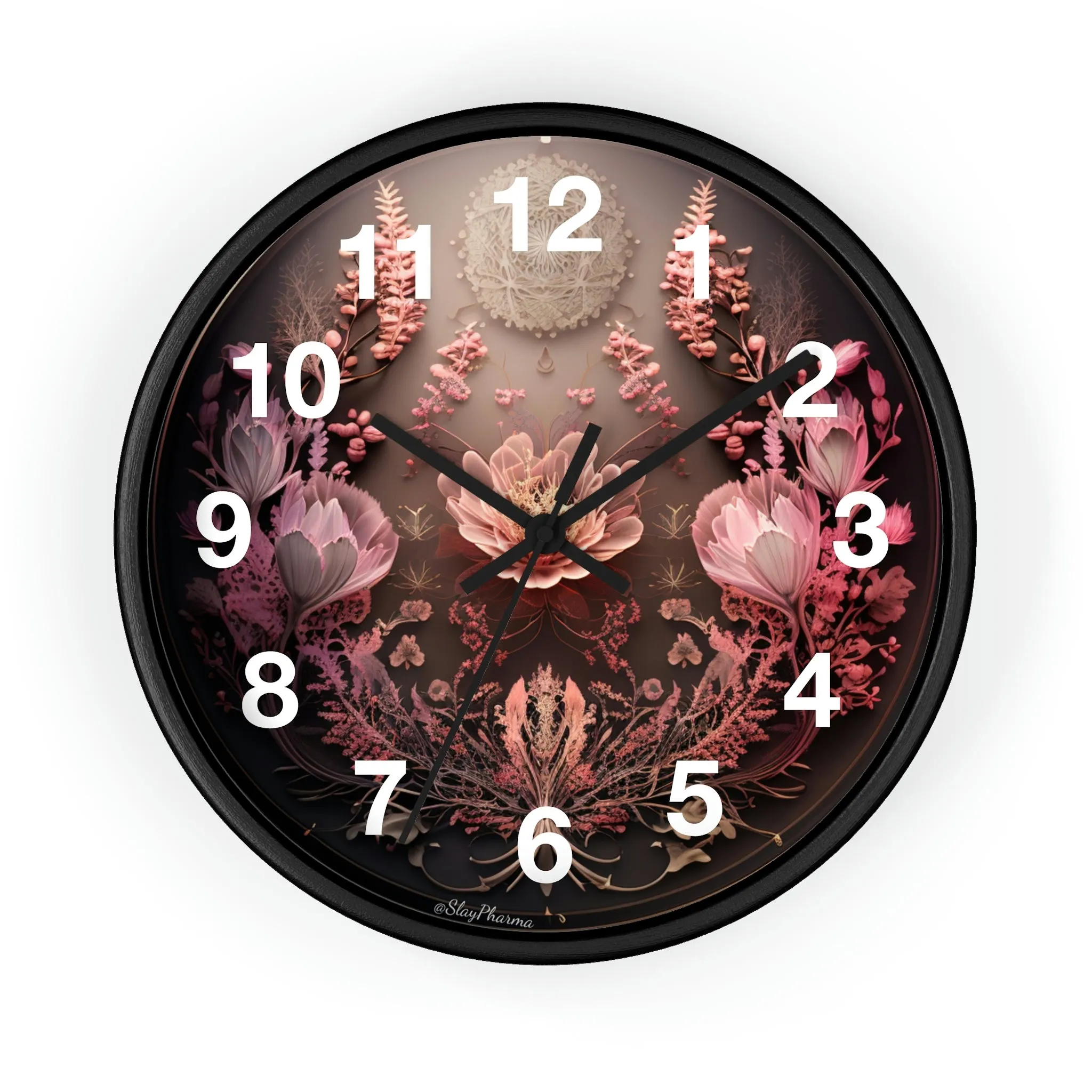 3D Flowers Wall Clock w/ numbers