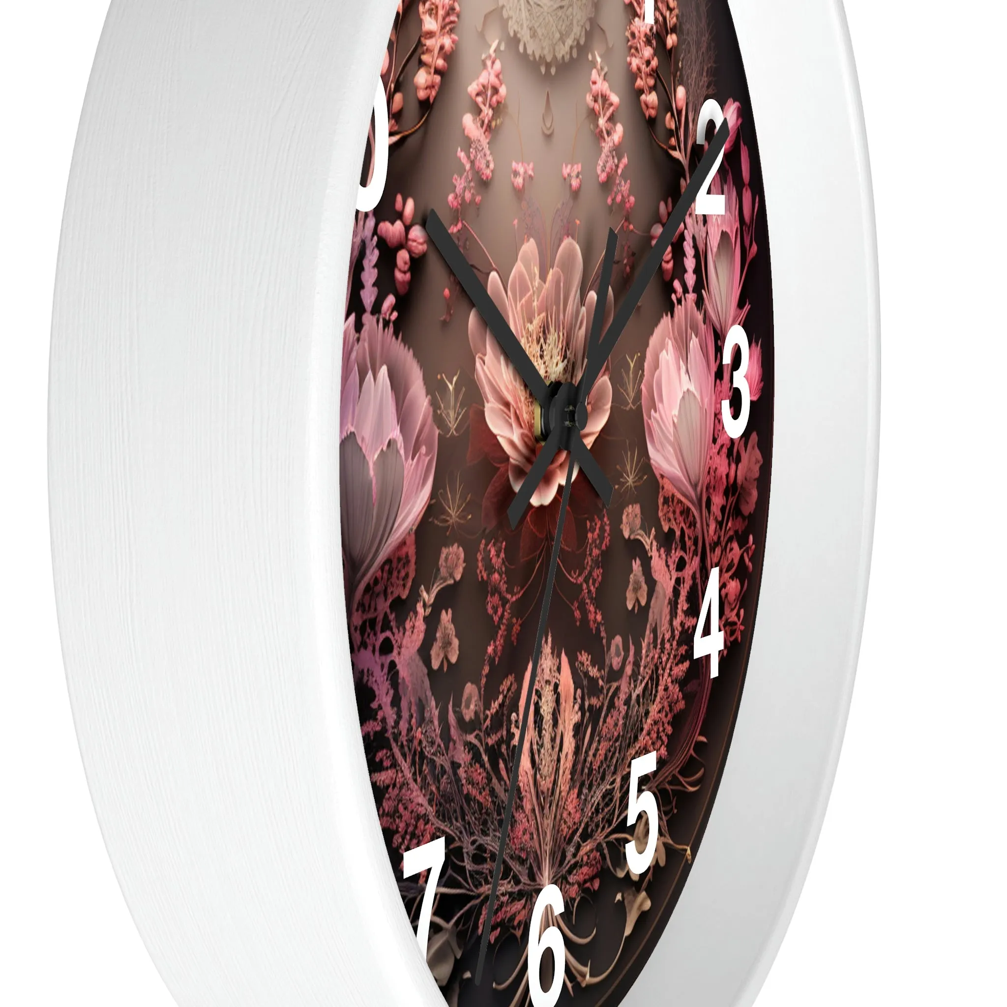 3D Flowers Wall Clock w/ numbers