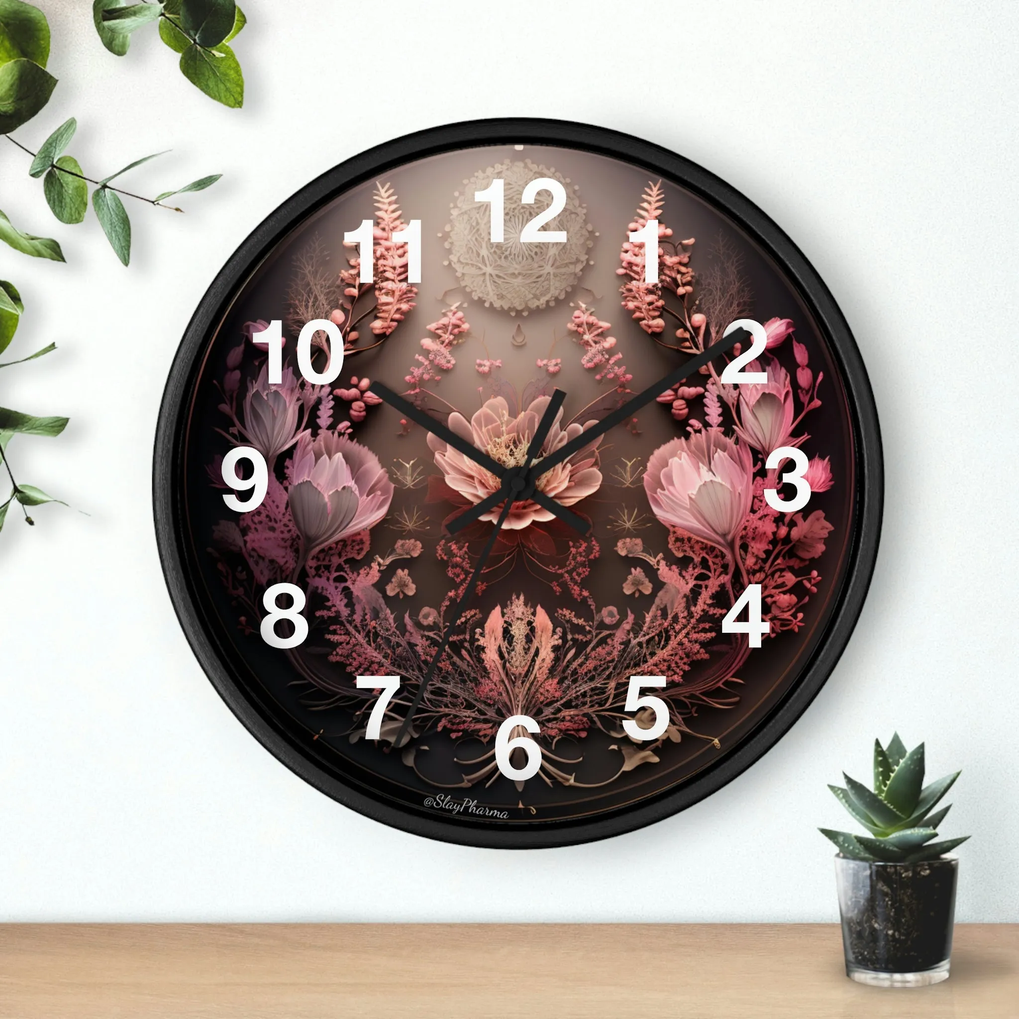 3D Flowers Wall Clock w/ numbers