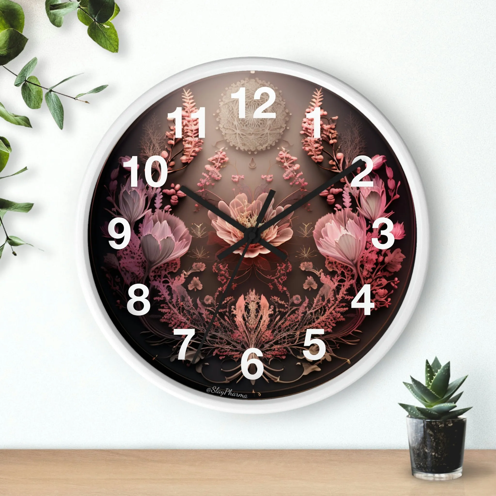 3D Flowers Wall Clock w/ numbers