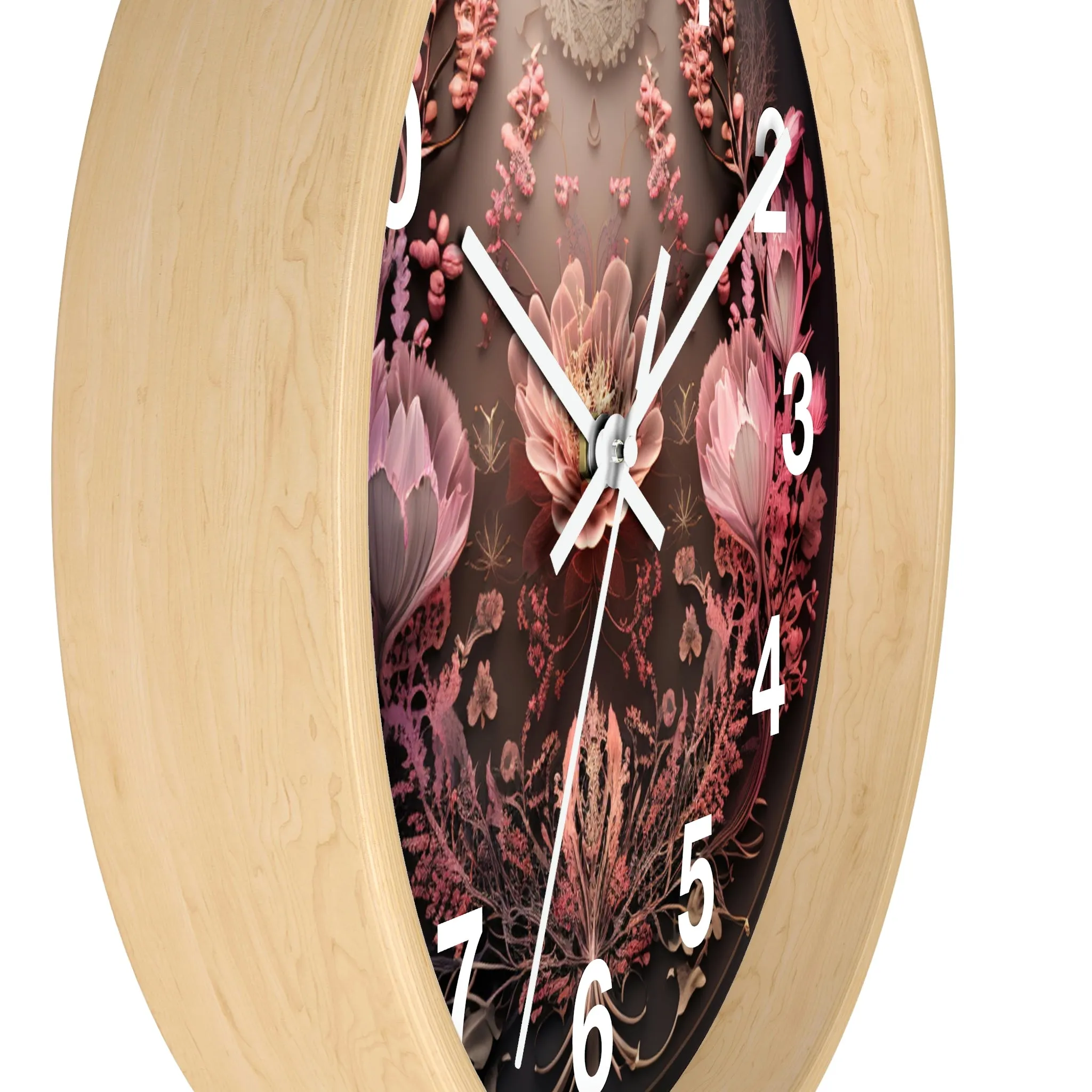 3D Flowers Wall Clock w/ numbers