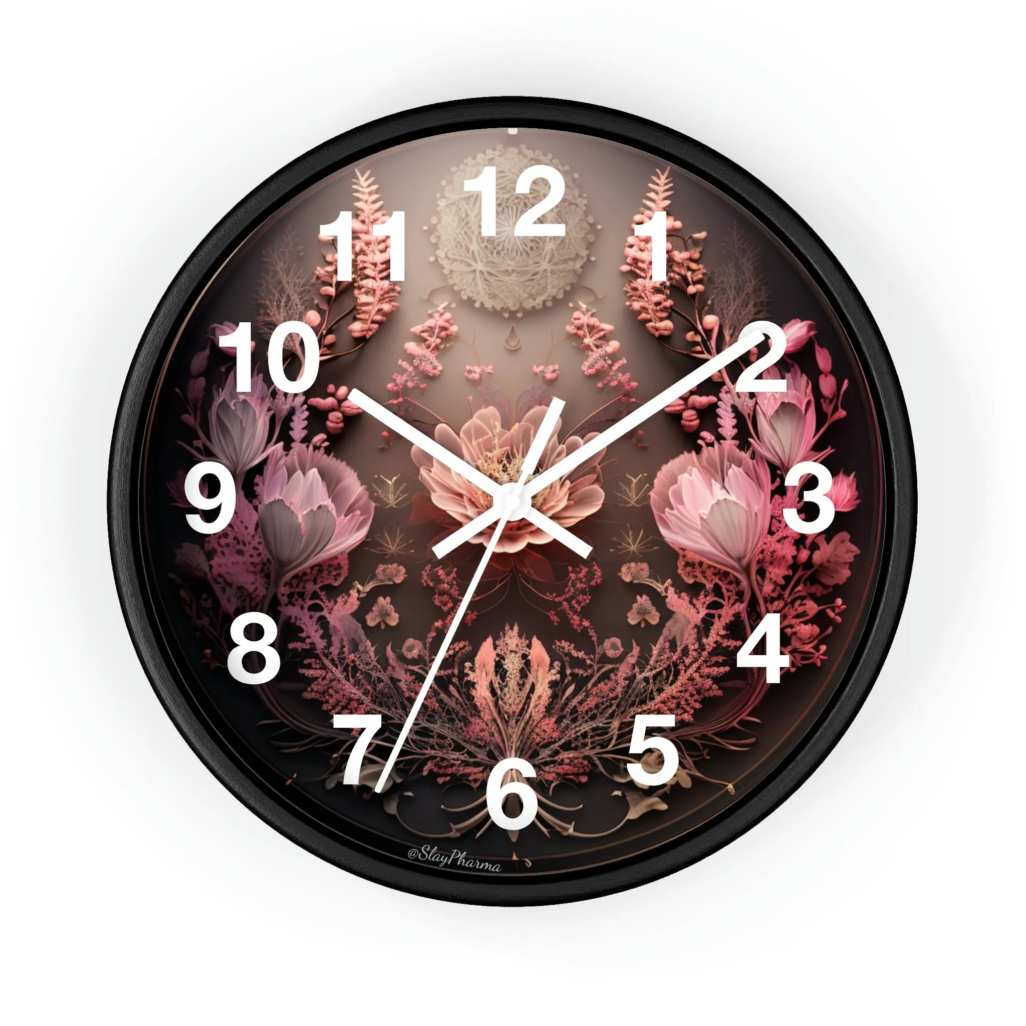 3D Flowers Wall Clock w/ numbers