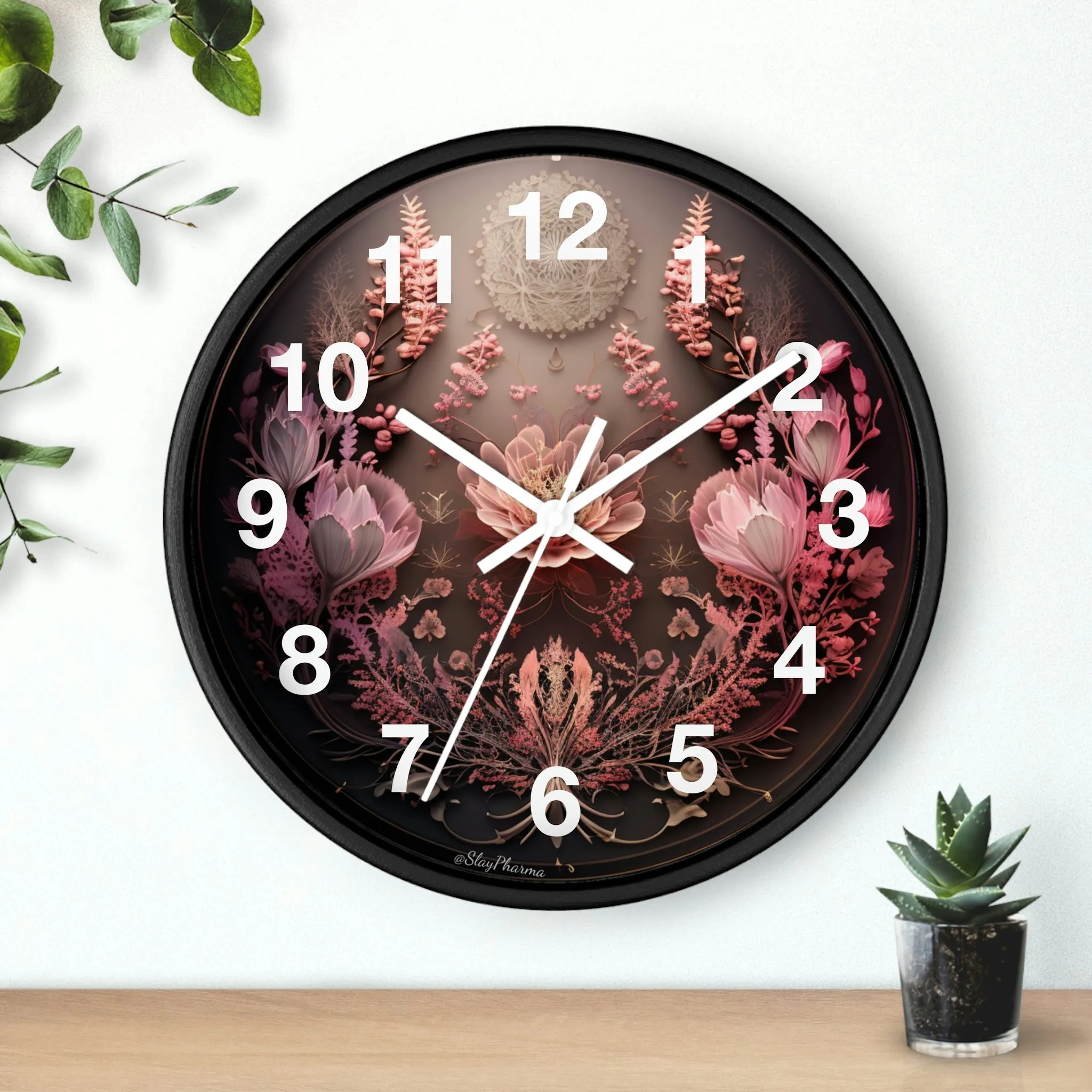 3D Flowers Wall Clock w/ numbers
