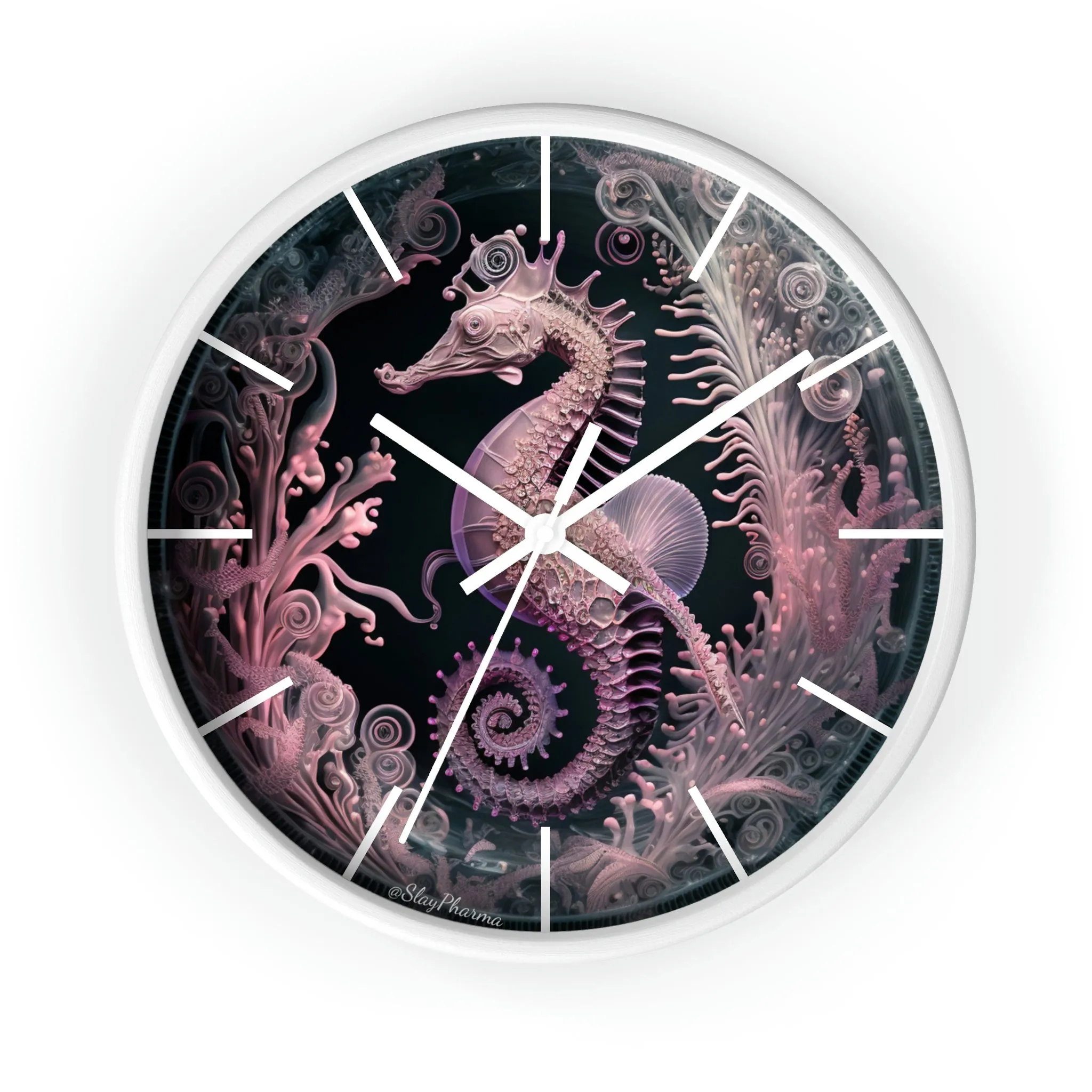 3D Seahorse Wall Clock w/ lines