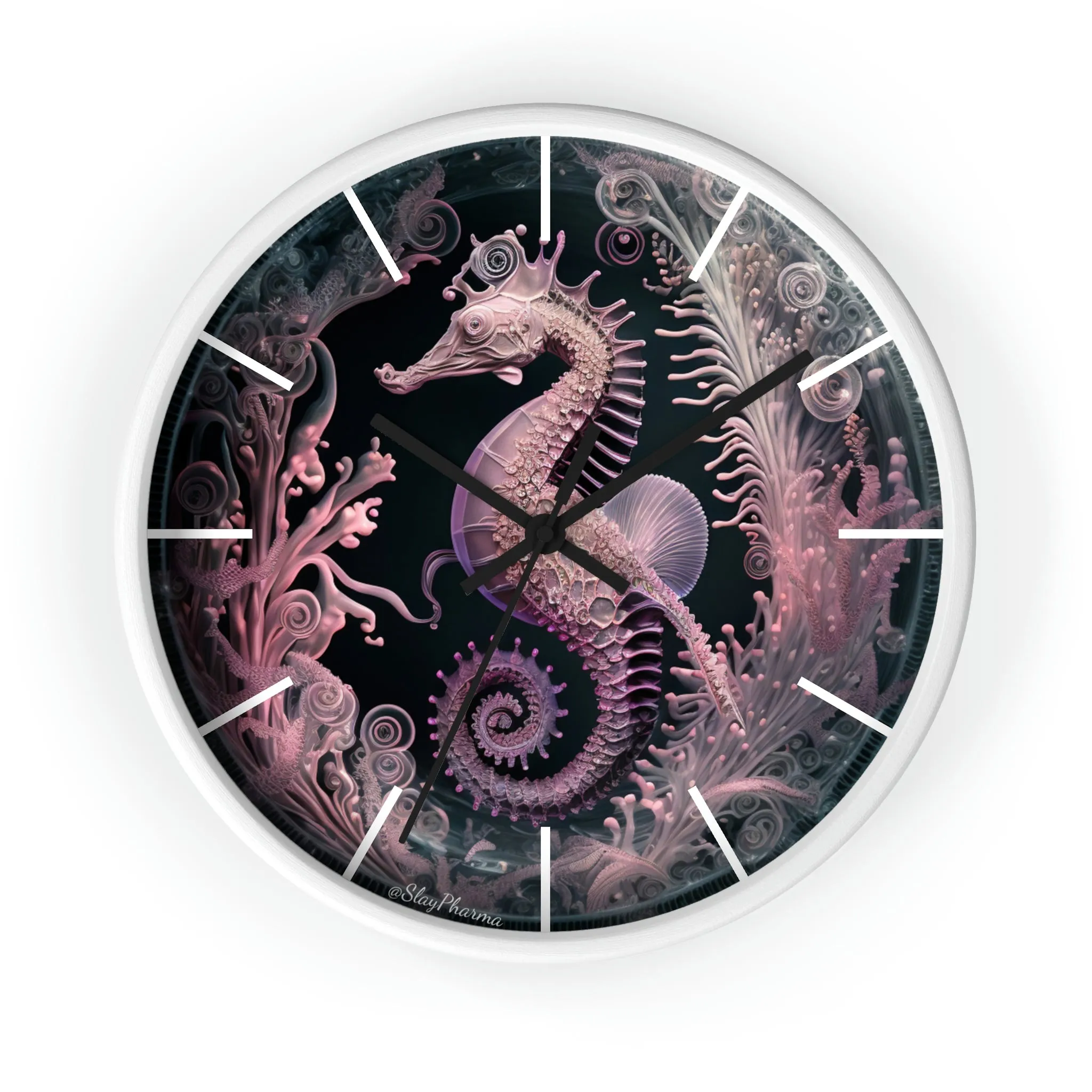3D Seahorse Wall Clock w/ lines