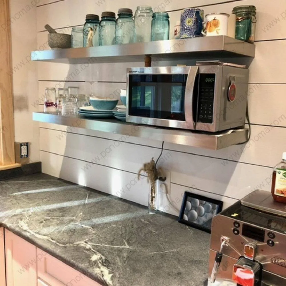 48"x12"x2.0" (cm.121.9x30.5x5.1) brushed stainless steel floating shelf