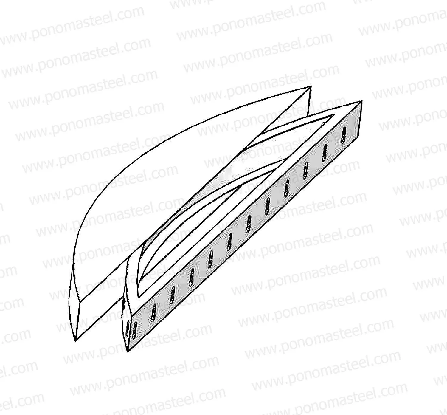 48"x6"x2.0" (cm. 122x15.2x5.1) Ponoma® curved seamless stainless steel floating shelf