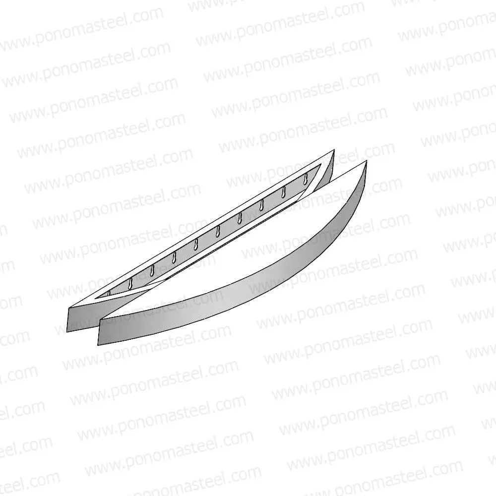 48"x6"x2.0" (cm. 122x15.2x5.1) Ponoma® curved seamless stainless steel floating shelf