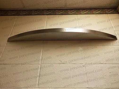 48"x6"x2.0" (cm. 122x15.2x5.1) Ponoma® curved seamless stainless steel floating shelf
