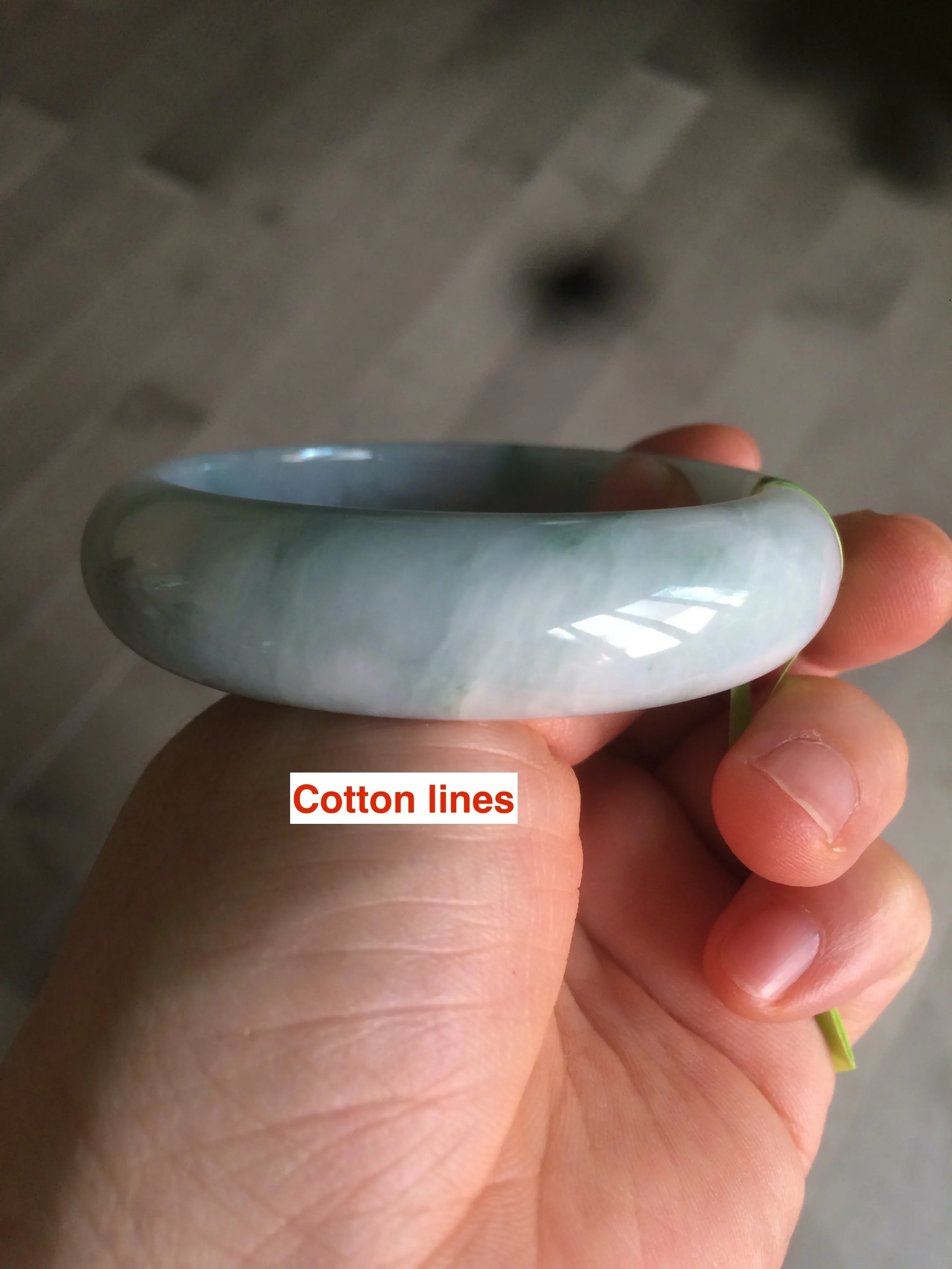 56.3mm certified 100% natural Type A white/light purple with green floating flowers jadeite jade bangle G104-5706