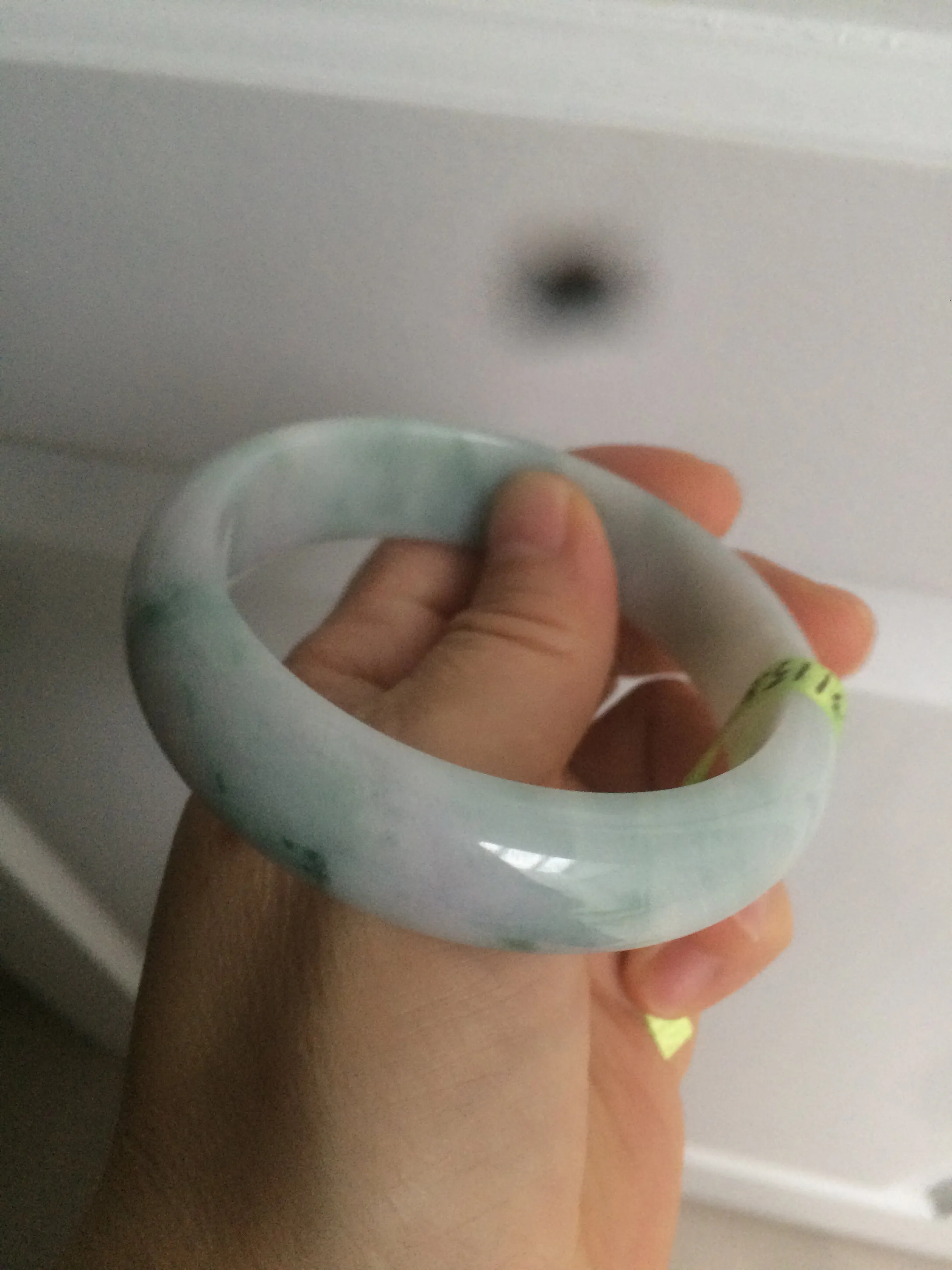 56.3mm certified 100% natural Type A white/light purple with green floating flowers jadeite jade bangle G104-5706