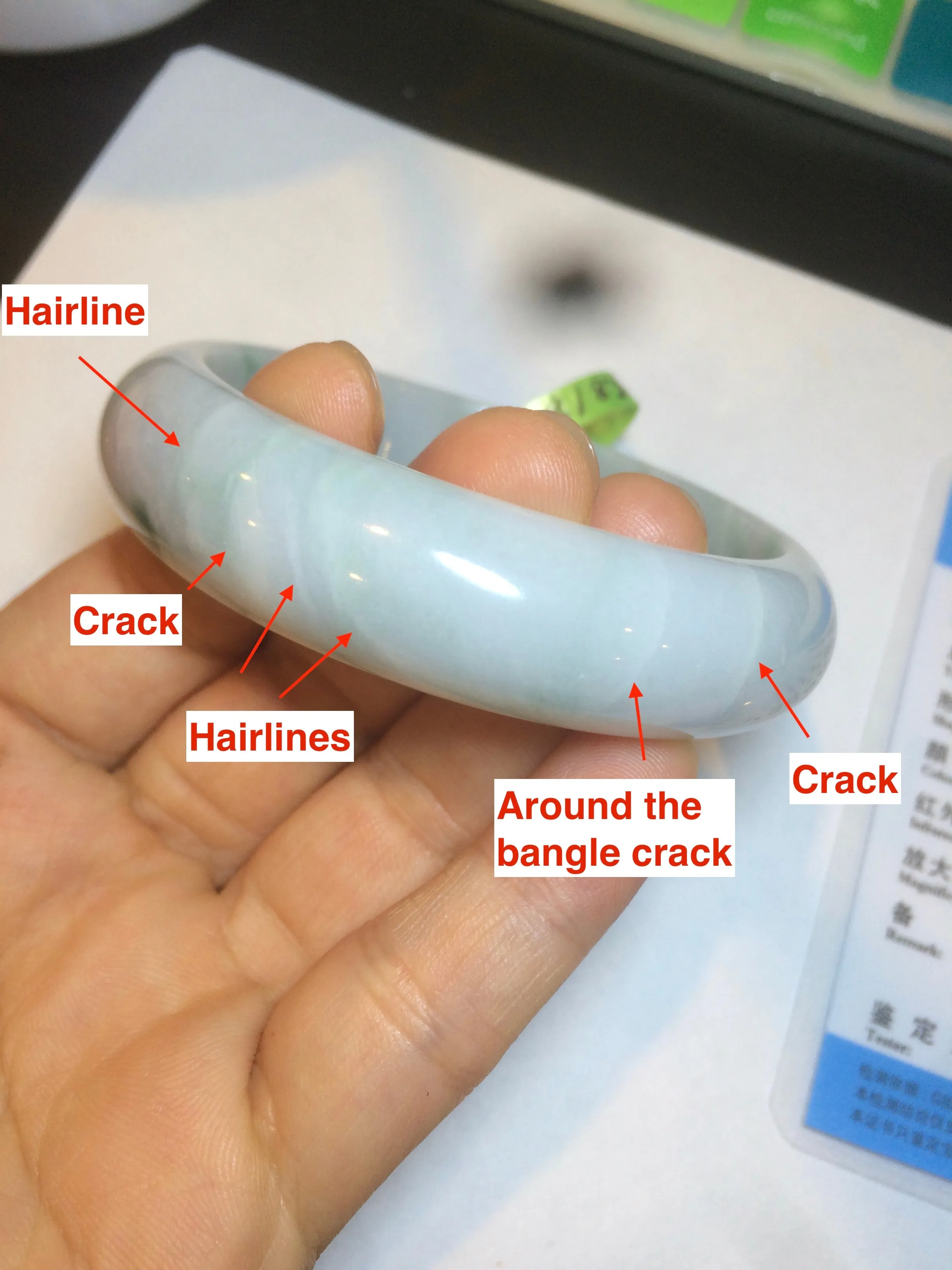 56.3mm certified 100% natural Type A white/light purple with green floating flowers jadeite jade bangle G104-5706