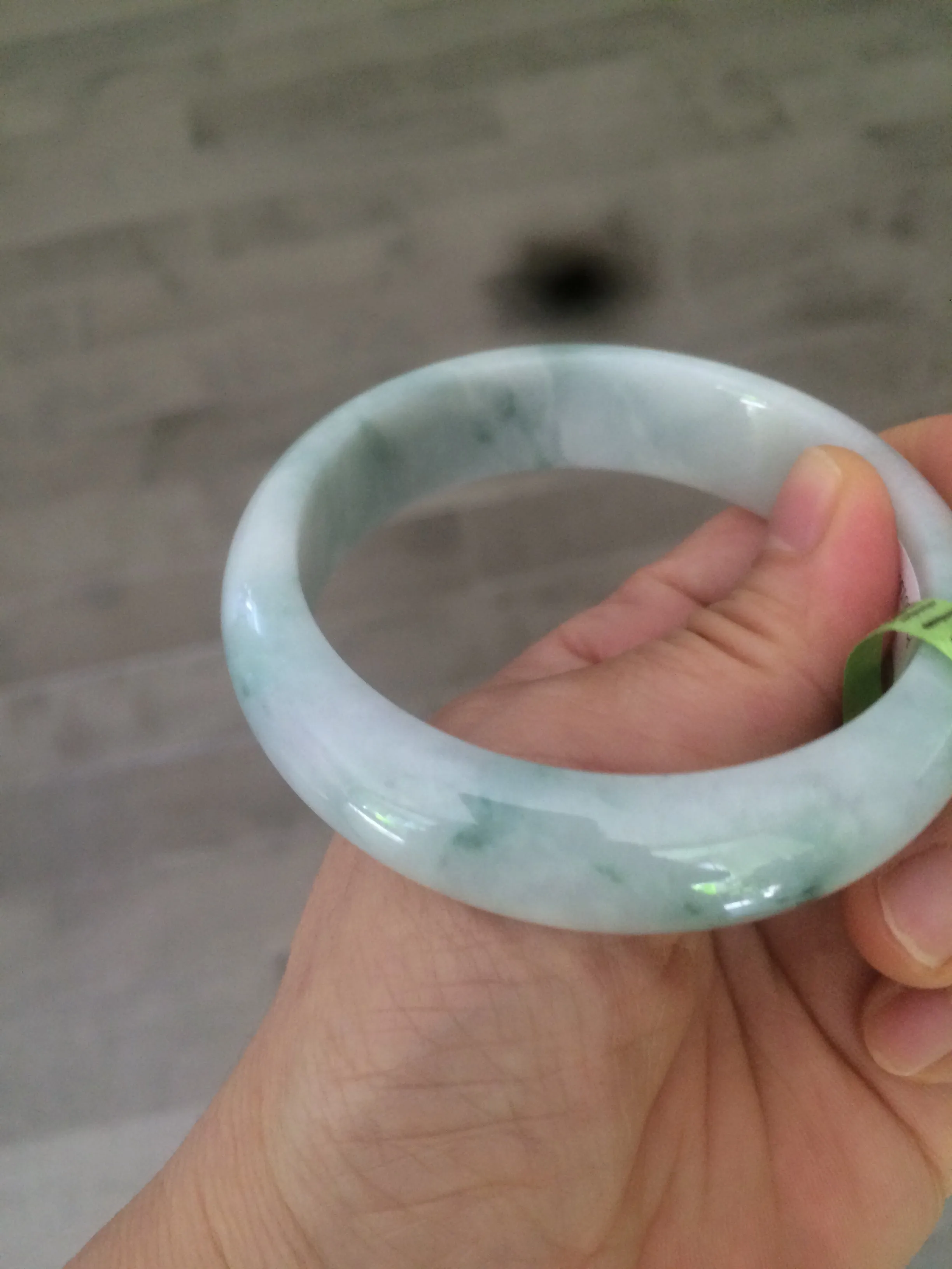 56.3mm certified 100% natural Type A white/light purple with green floating flowers jadeite jade bangle G104-5706