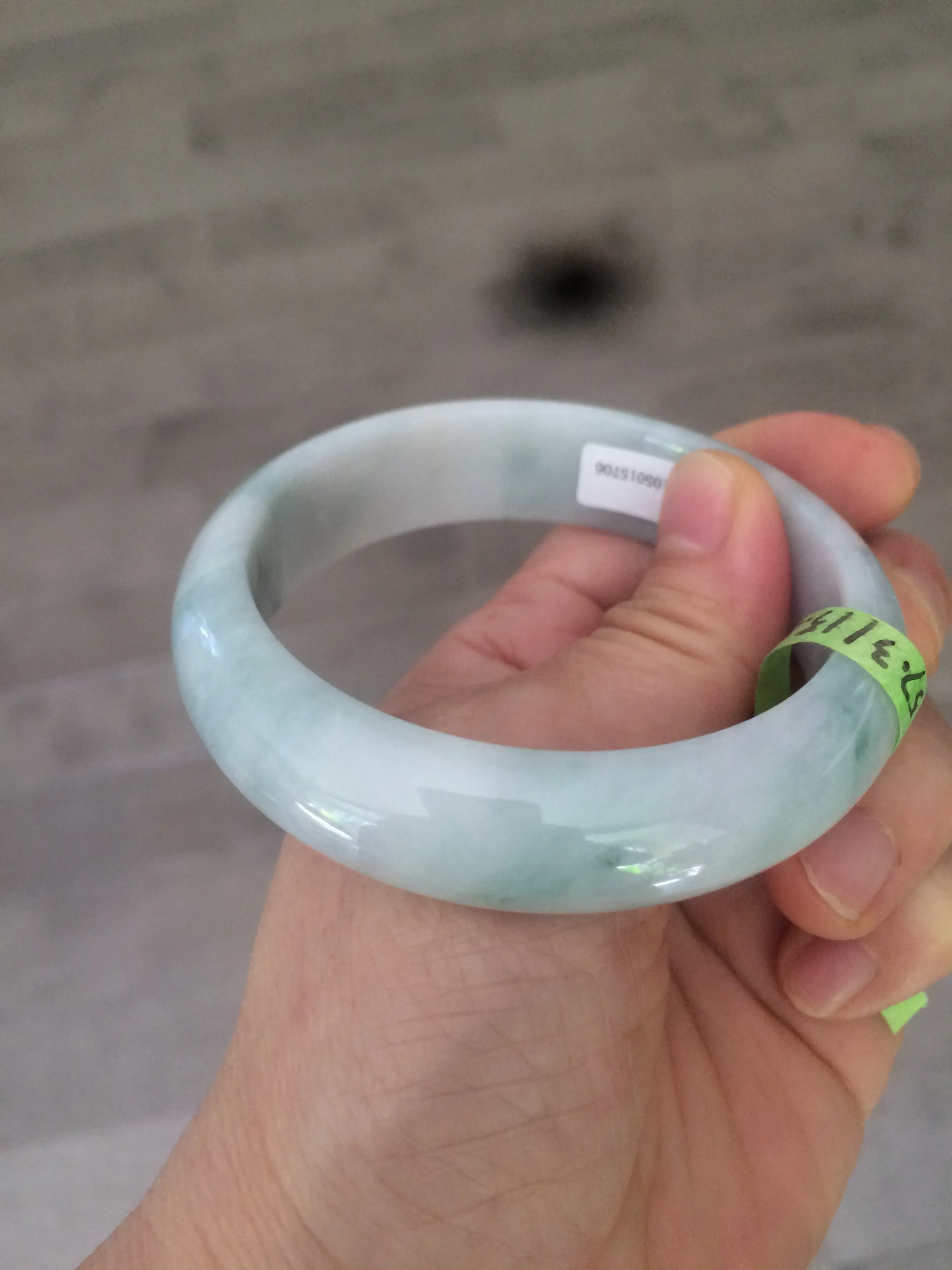56.3mm certified 100% natural Type A white/light purple with green floating flowers jadeite jade bangle G104-5706