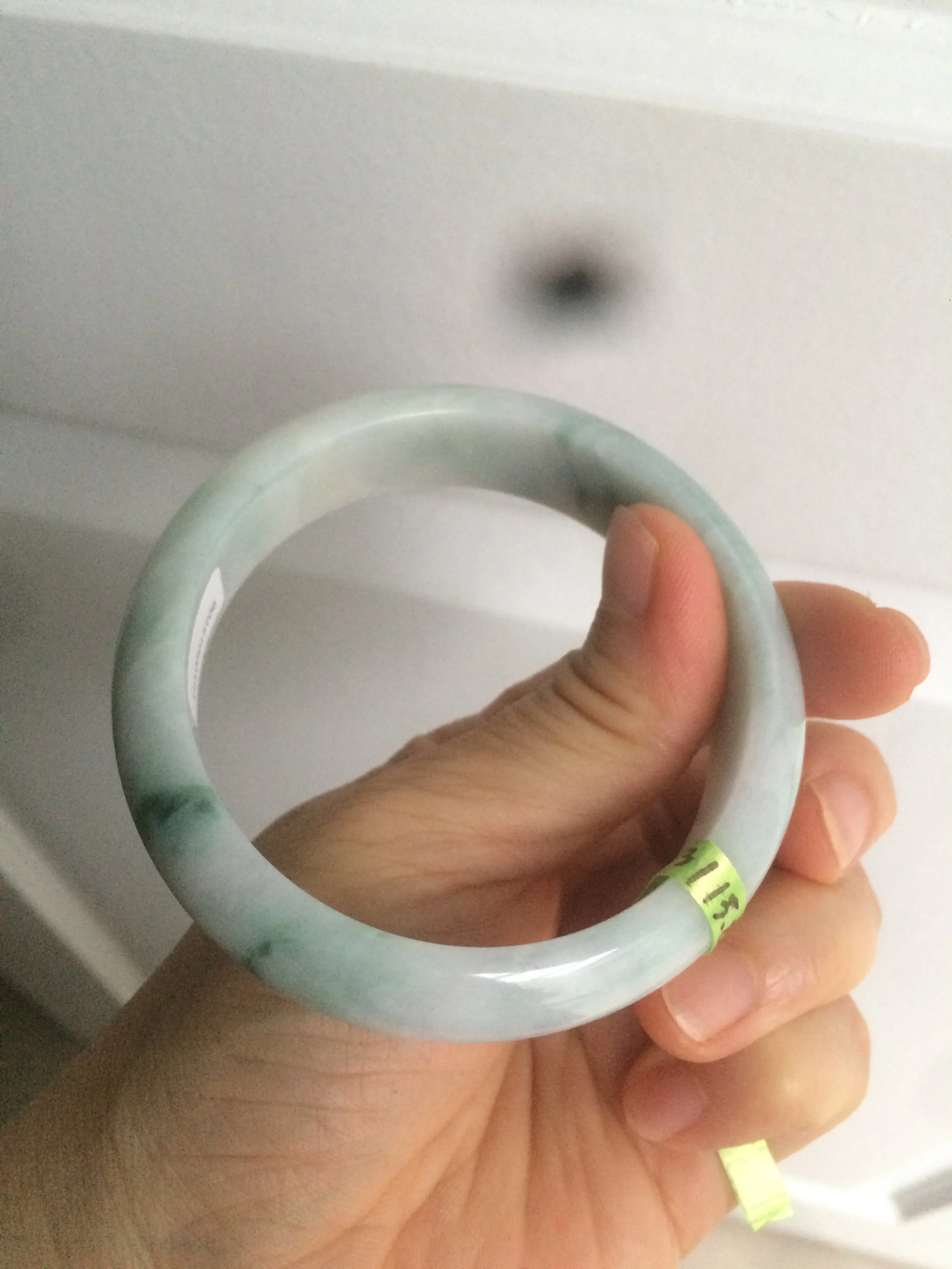 56.3mm certified 100% natural Type A white/light purple with green floating flowers jadeite jade bangle G104-5706