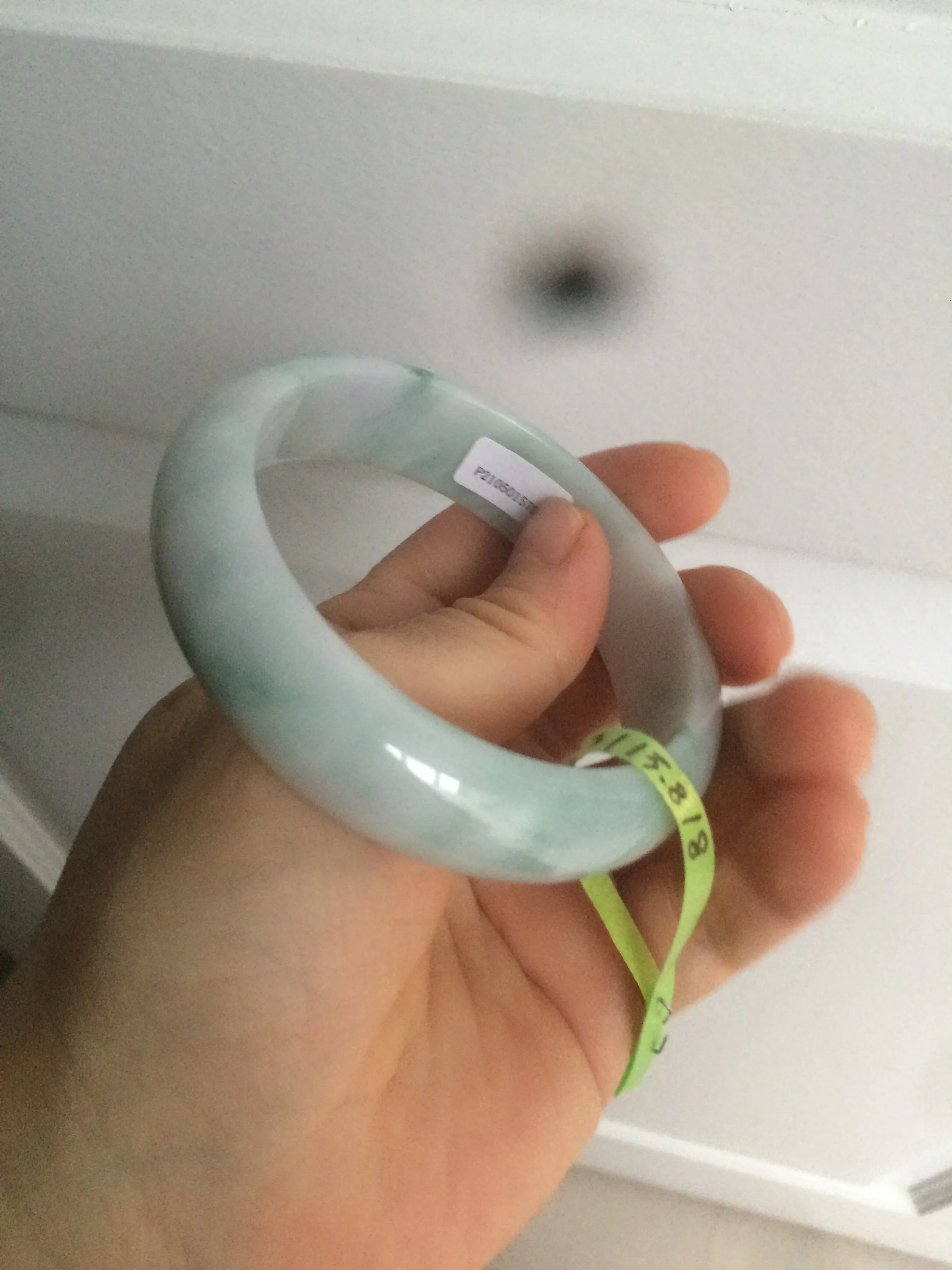 56.3mm certified 100% natural Type A white/light purple with green floating flowers jadeite jade bangle G104-5706