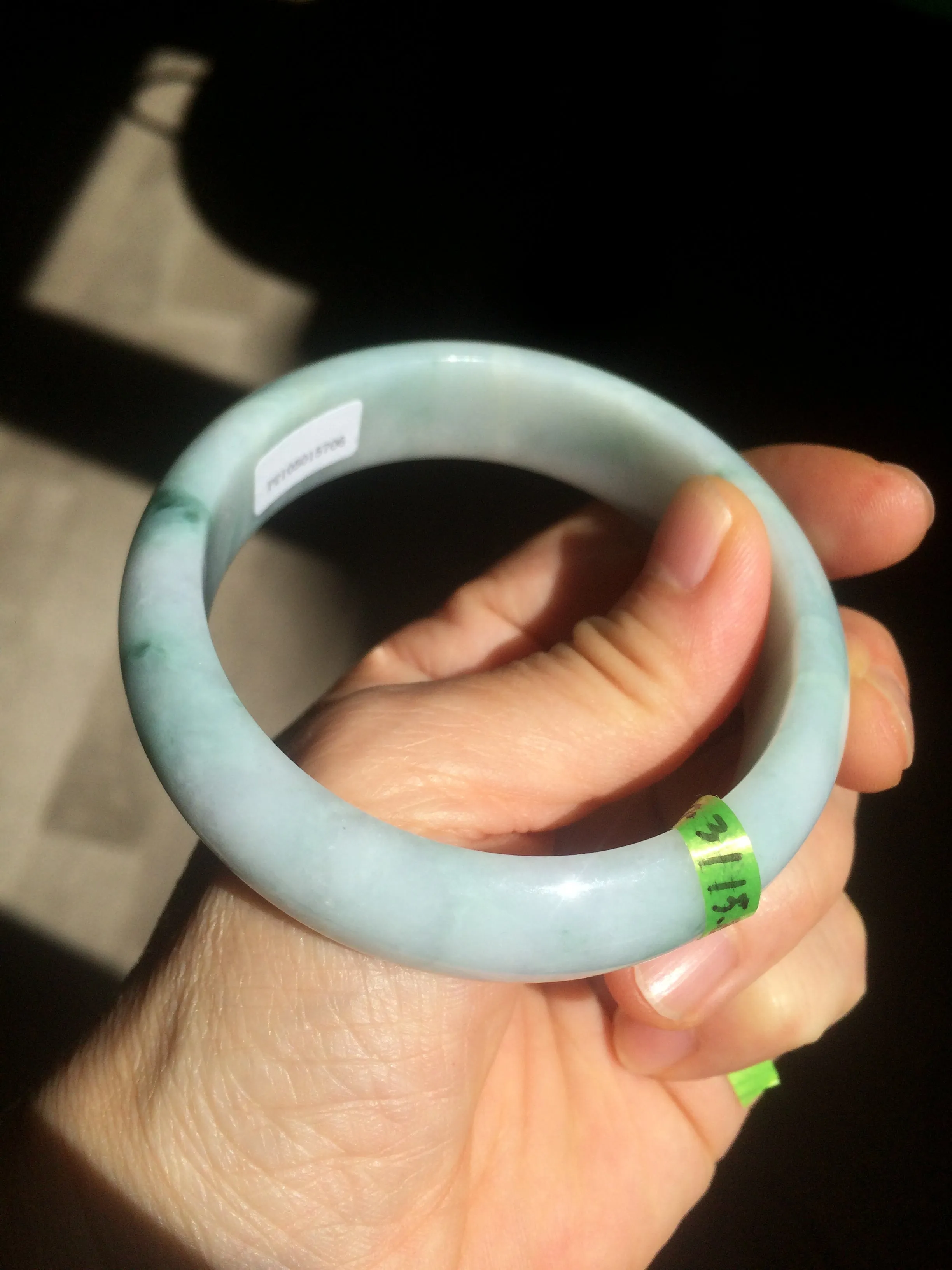 56.3mm certified 100% natural Type A white/light purple with green floating flowers jadeite jade bangle G104-5706