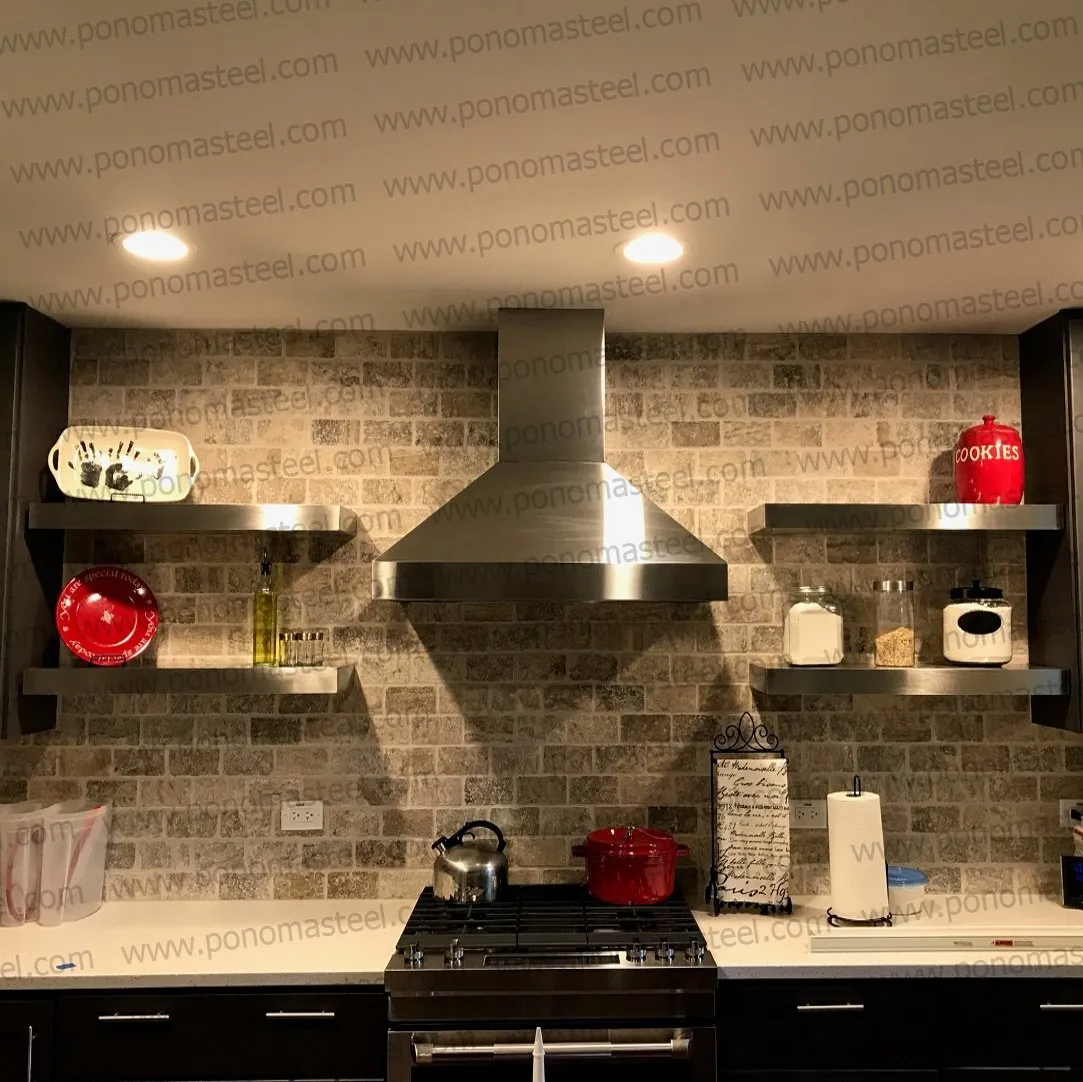 60"x8"x2.0" (cm.152x20x5.1) brushed stainless steel floating shelf