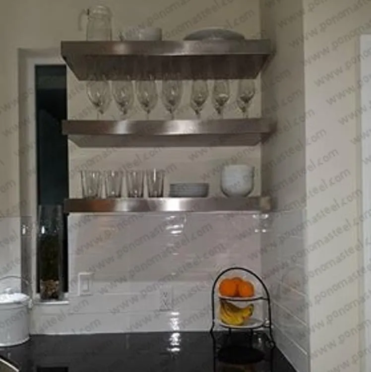60"x8"x2.0" (cm.152x20x5.1) brushed stainless steel floating shelf