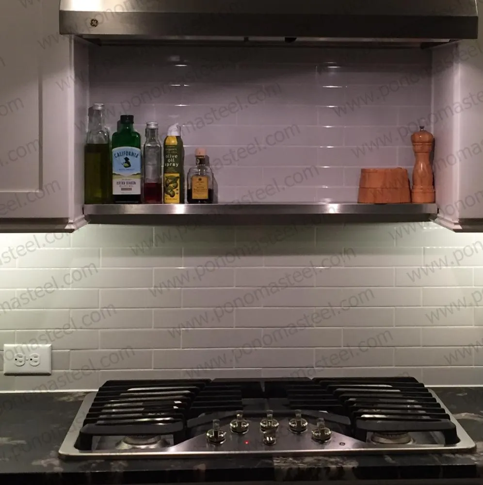60"x8"x2.0" (cm.152x20x5.1) brushed stainless steel floating shelf