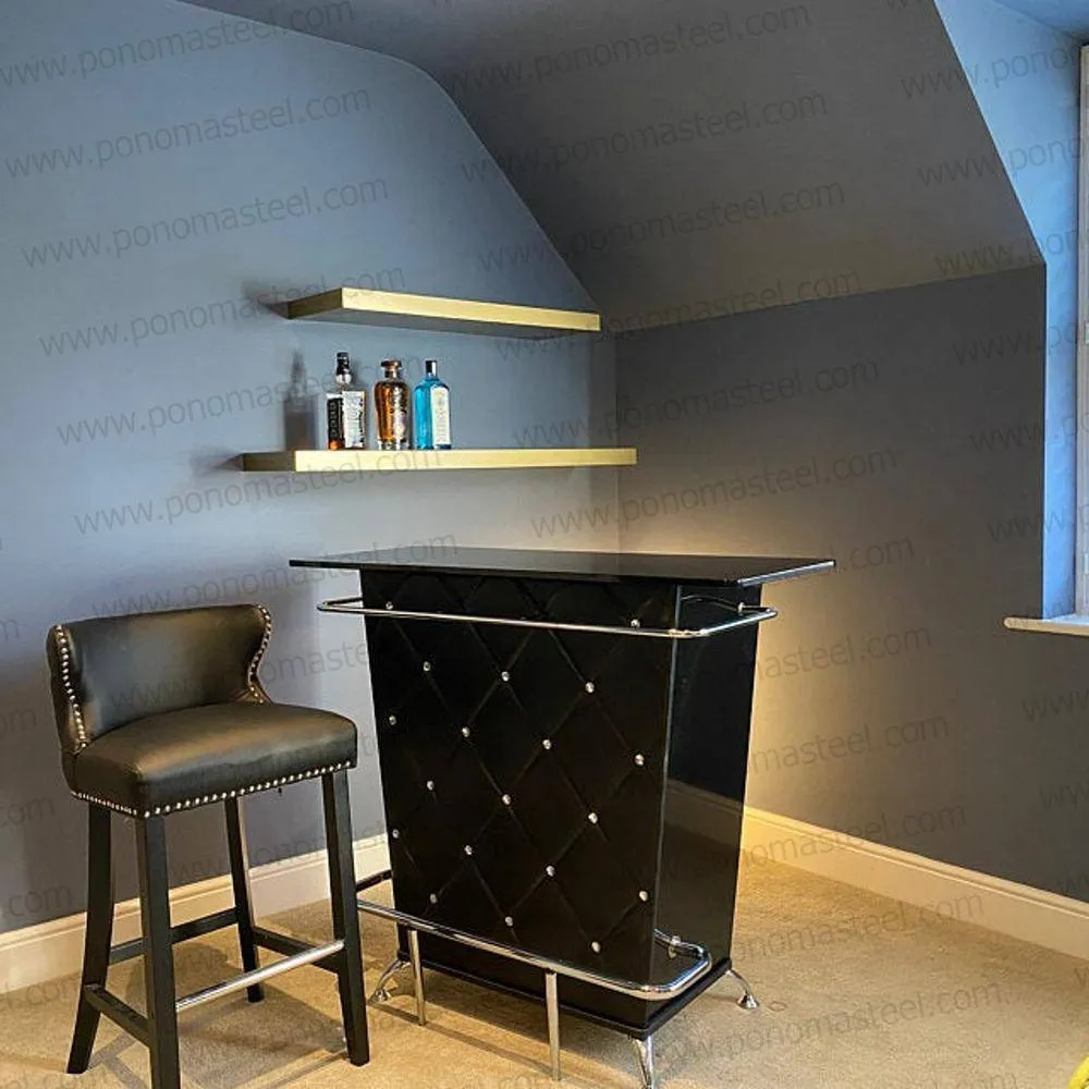 60"x8"x2.0" (cm.152x20x5.1) brushed stainless steel floating shelf