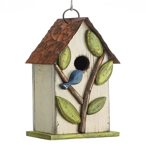 9.75" Colorful Wood Birdhouse