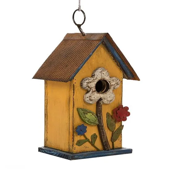 9.75" Colorful Wood Birdhouse