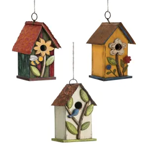 9.75" Colorful Wood Birdhouse