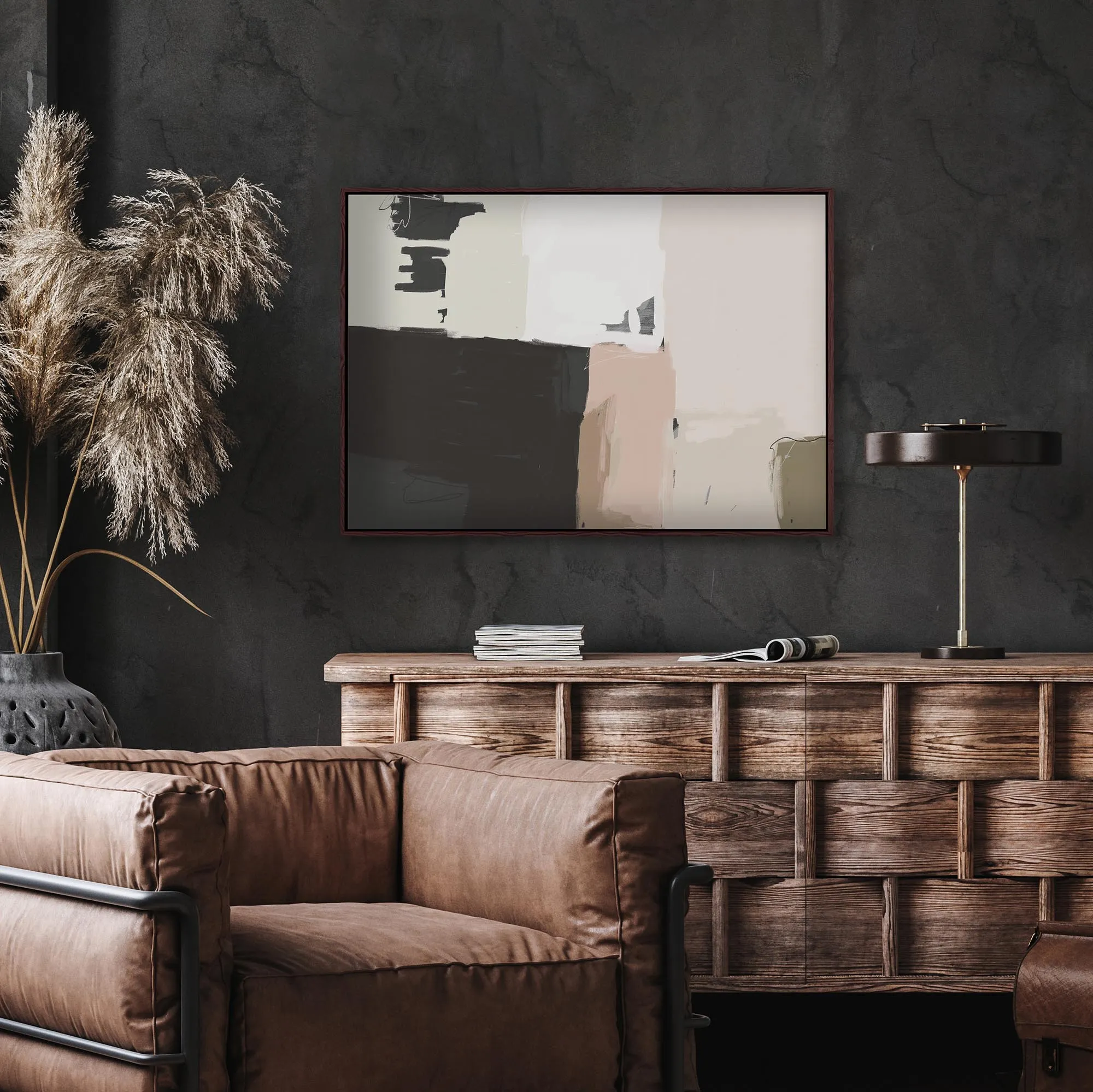 Abstract Beige Framed Canvas