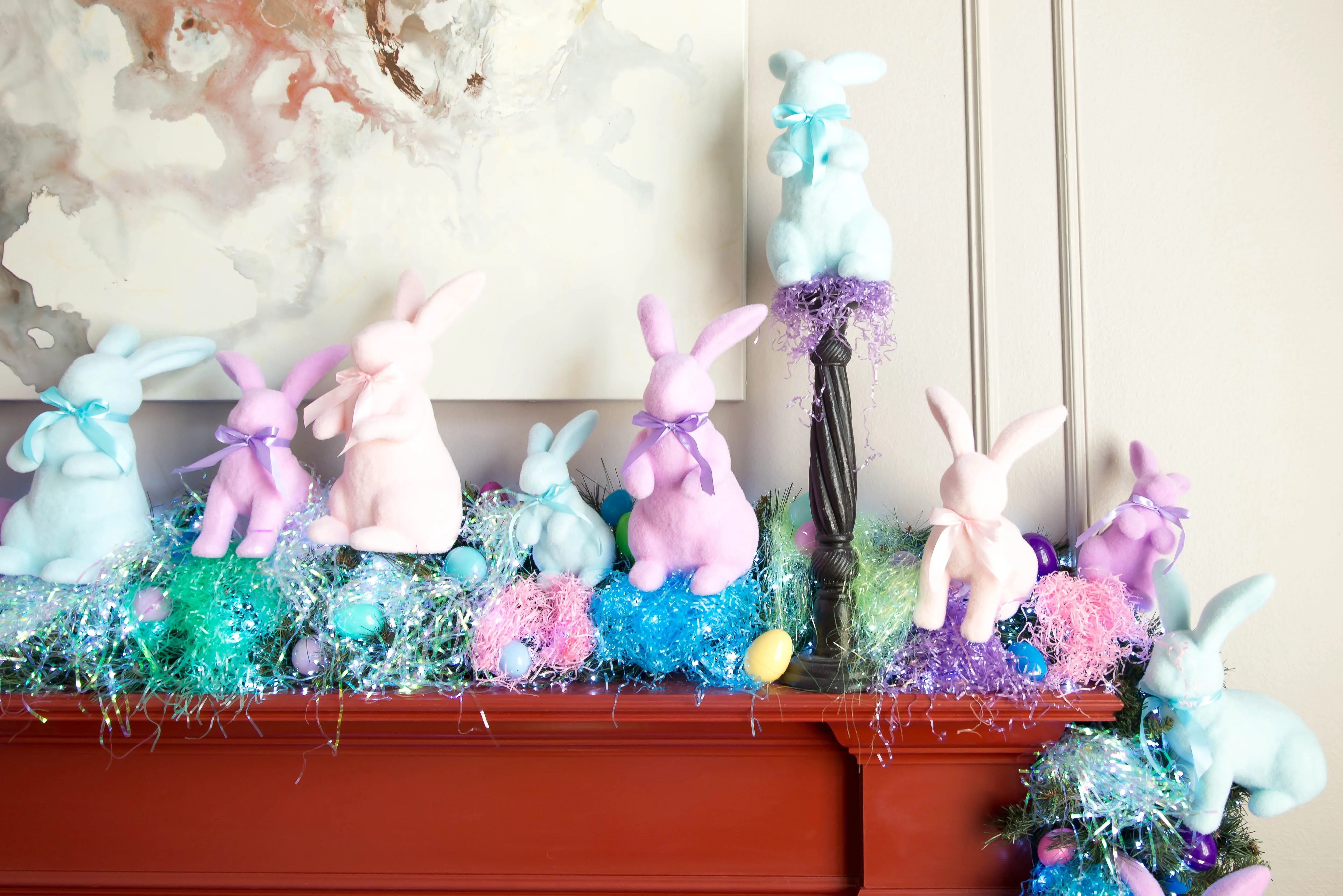 Adorable 8.75" Flocked Easter Bunnies Set - Perfect for Spring & Easter Home Decor