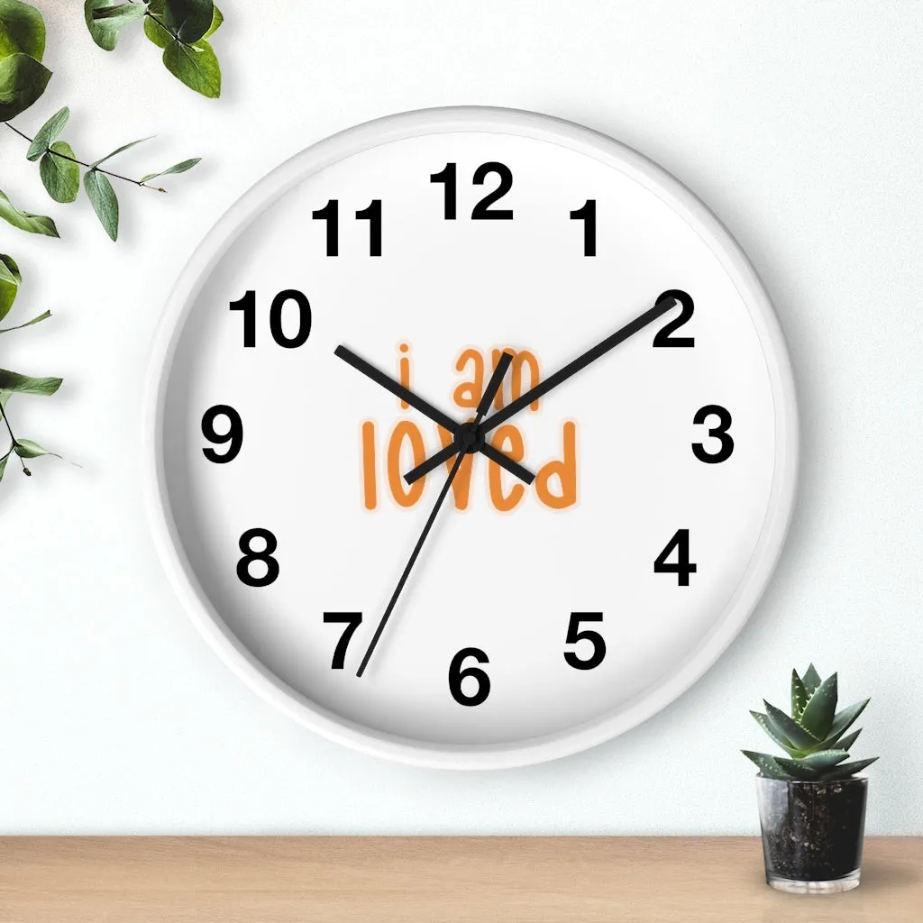 Affirmation Feminist pro choice Wall clock - I am loved orange with effects