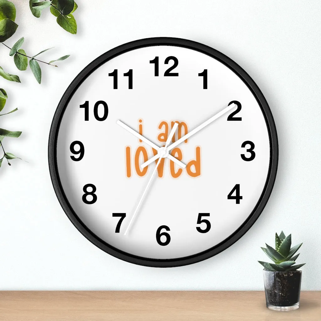 Affirmation Feminist pro choice Wall clock - I am loved orange with effects
