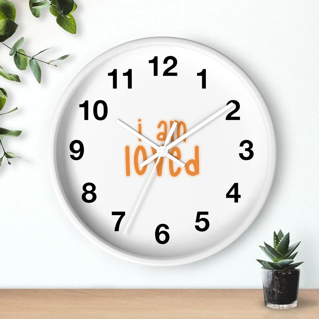 Affirmation Feminist pro choice Wall clock - I am loved orange with effects