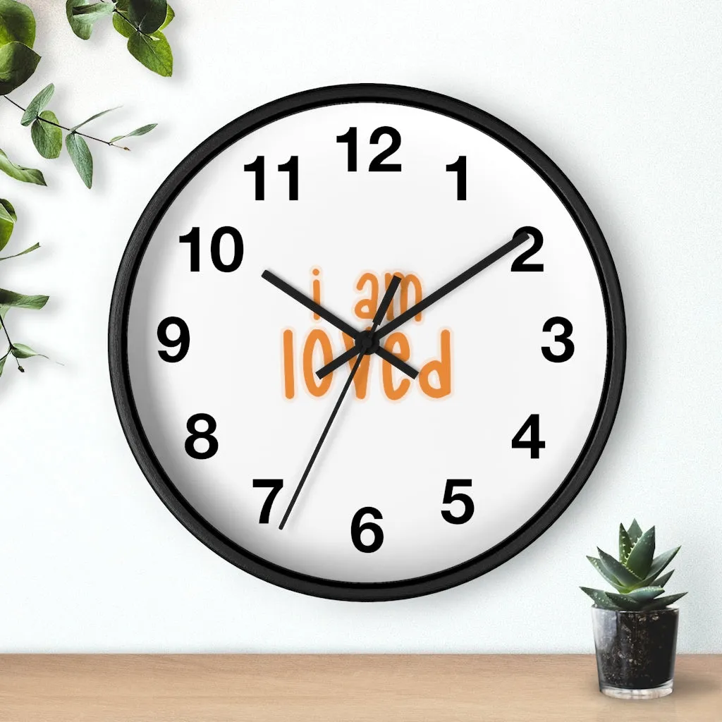 Affirmation Feminist pro choice Wall clock - I am loved orange with effects