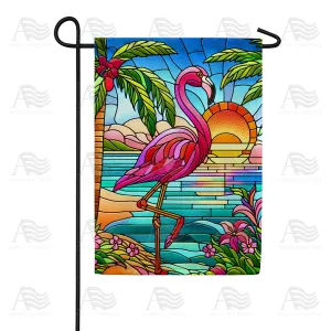 America Forever Tropical Flamingo Stained Glass Double Sided Garden Flag