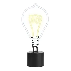 Amped & Co Lightbulb Neon Desk Light, Vintage Edison Style Real Neon, White and Yellow