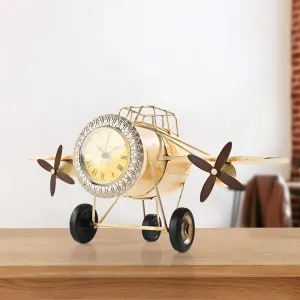 Artarium Aeroplane Miniature Table Clock, Stylish Analog Desk Clock & Paper Weight for Students & Kids Bedroom, Vintage Decor for Home & Office Pack of 1
