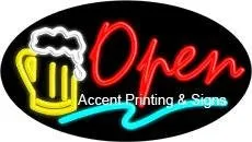 Beer Open Flashing Handcrafted Real GlassTube Neon Sign