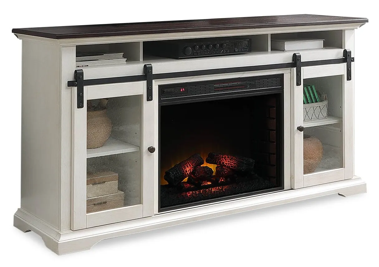Bewster 69" TV Stand with Firebox - White