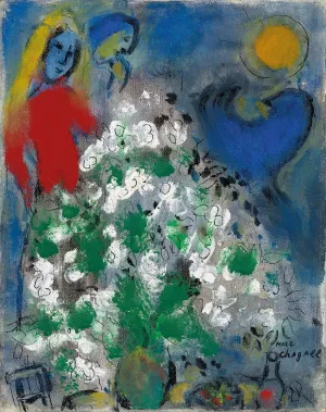 Blue Cock and White Bouquet (Coq bleu et bouquet blanc) - Marc Chagall