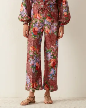 Bonnie Wine and Rose Silk Pant