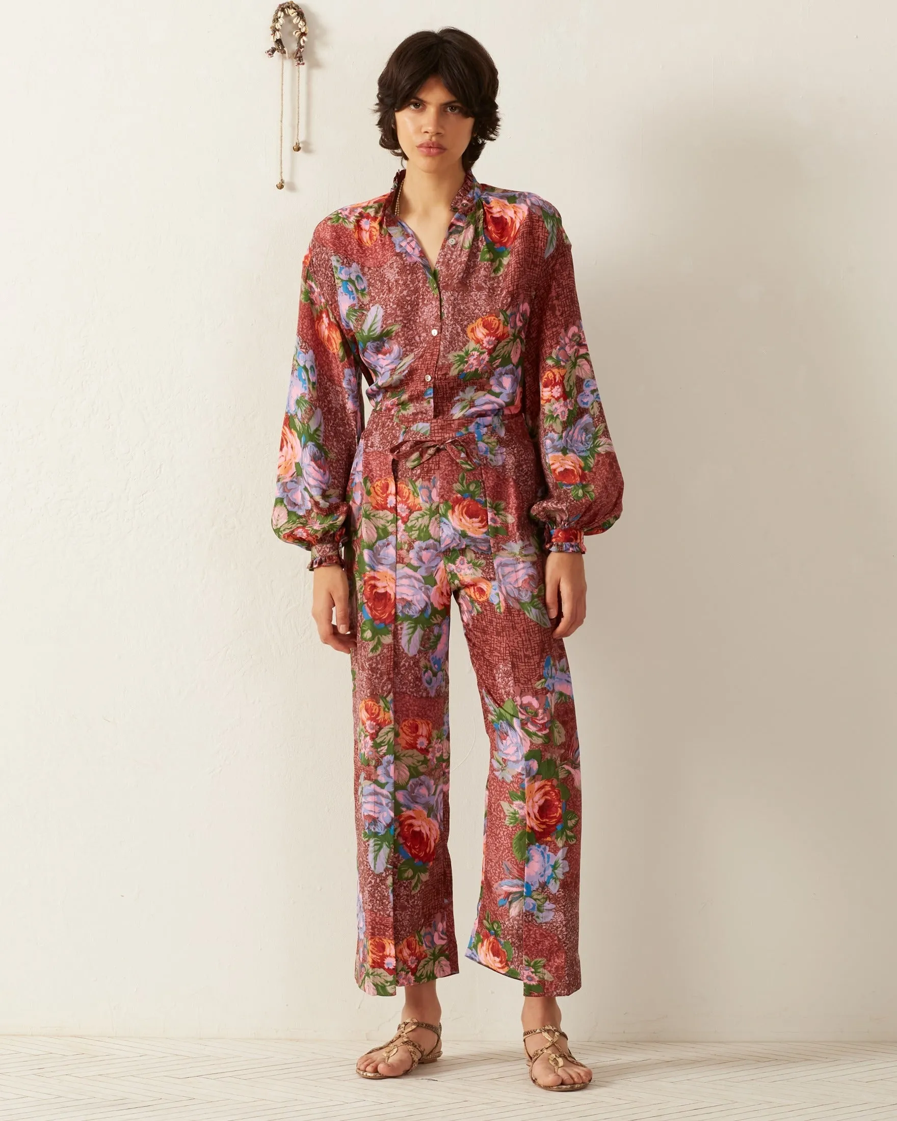 Bonnie Wine and Rose Silk Pant