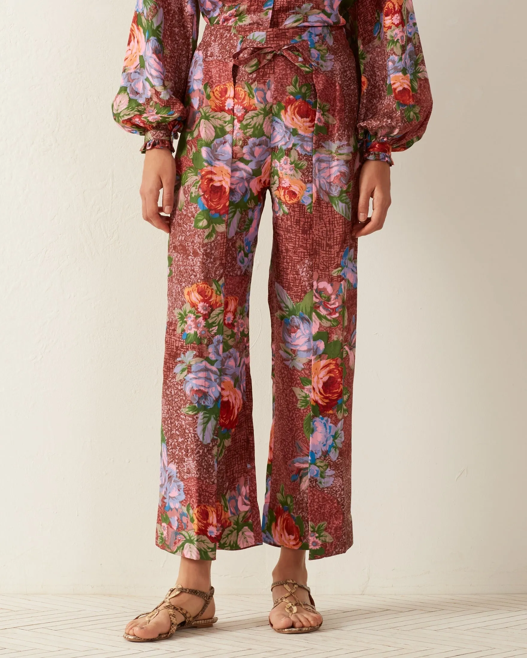 Bonnie Wine and Rose Silk Pant