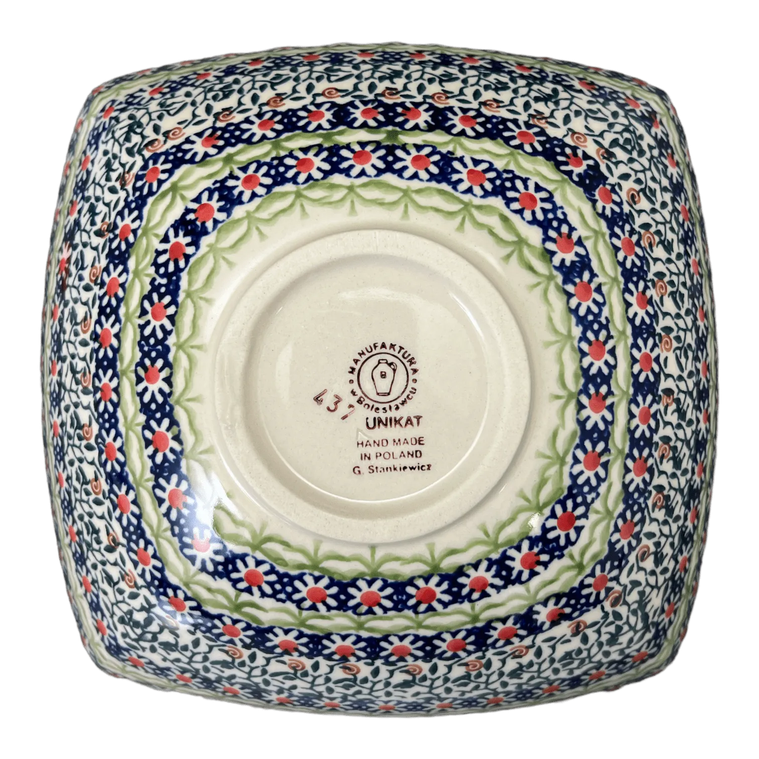 Bowl, Square, Nut, Medium, 7.75" in "Daisy Rings" by Manufaktura | M113U-GP13