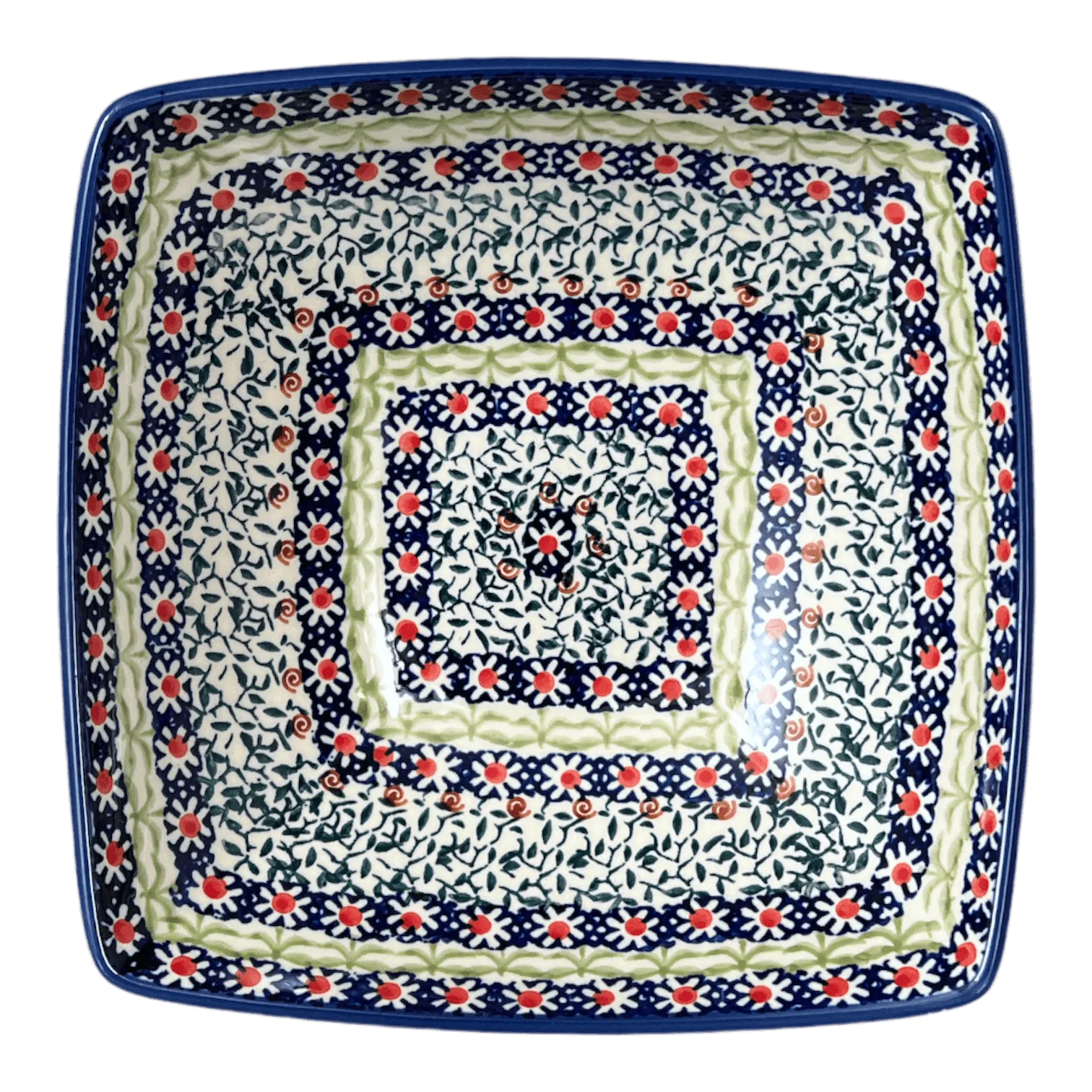Bowl, Square, Nut, Medium, 7.75" in "Daisy Rings" by Manufaktura | M113U-GP13